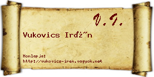 Vukovics Irén névjegykártya